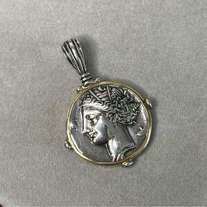 Krissos Greece 925 22k Ancient Greek Coin Replica Pendant 37g